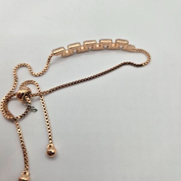 Rose Gold Adjustable Chain Bracelet Zirconia Stones Elegant Jewelry - Picture 3 of 5
